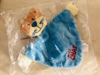 Doudou plat le chat NEUF peluche bébé vintage rétro