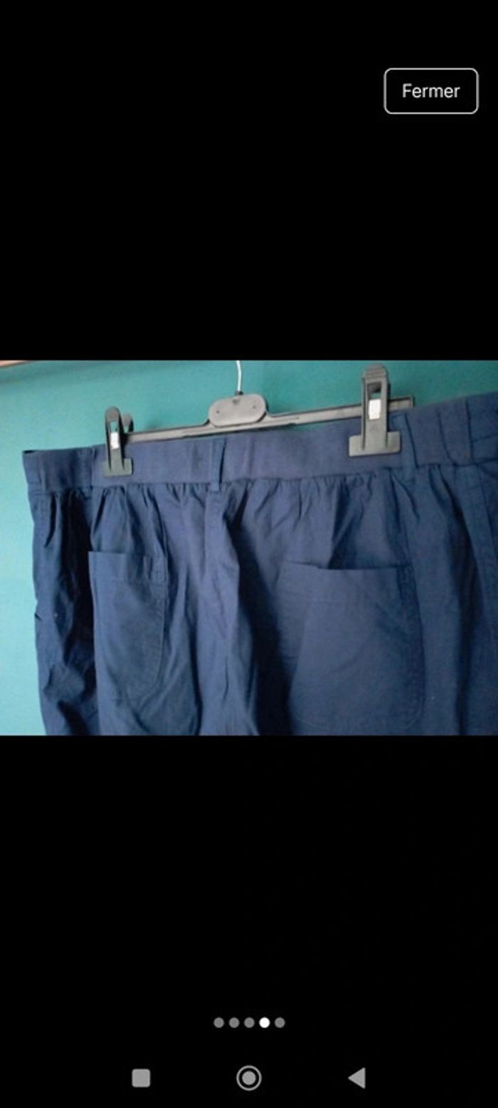 Pantacourt coton bleu marine - photo numéro 4