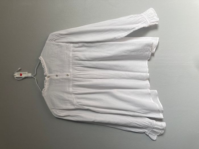 Blouse Monoprix blanche dentelle & pintucks – 10 ans - photo numéro 4