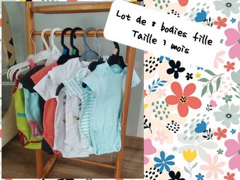 Lot de 8 bodies manches courtes fille taille 3 mois