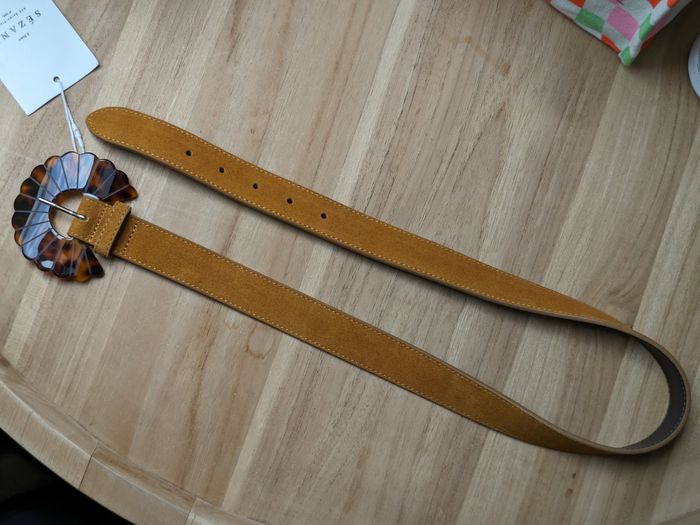 Ceinture en croûte de cuir Sezane colori tabac écaille T80 - photo numéro 3
