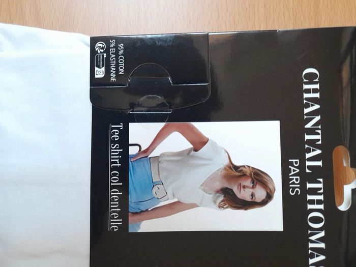 T-shirt col dentelle en coton - photo numéro 2