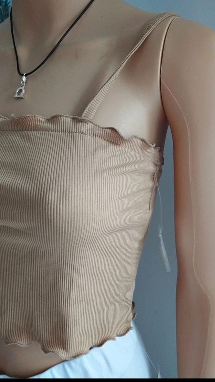 Petit haut court débardeur beige taille m - photo numéro 3
