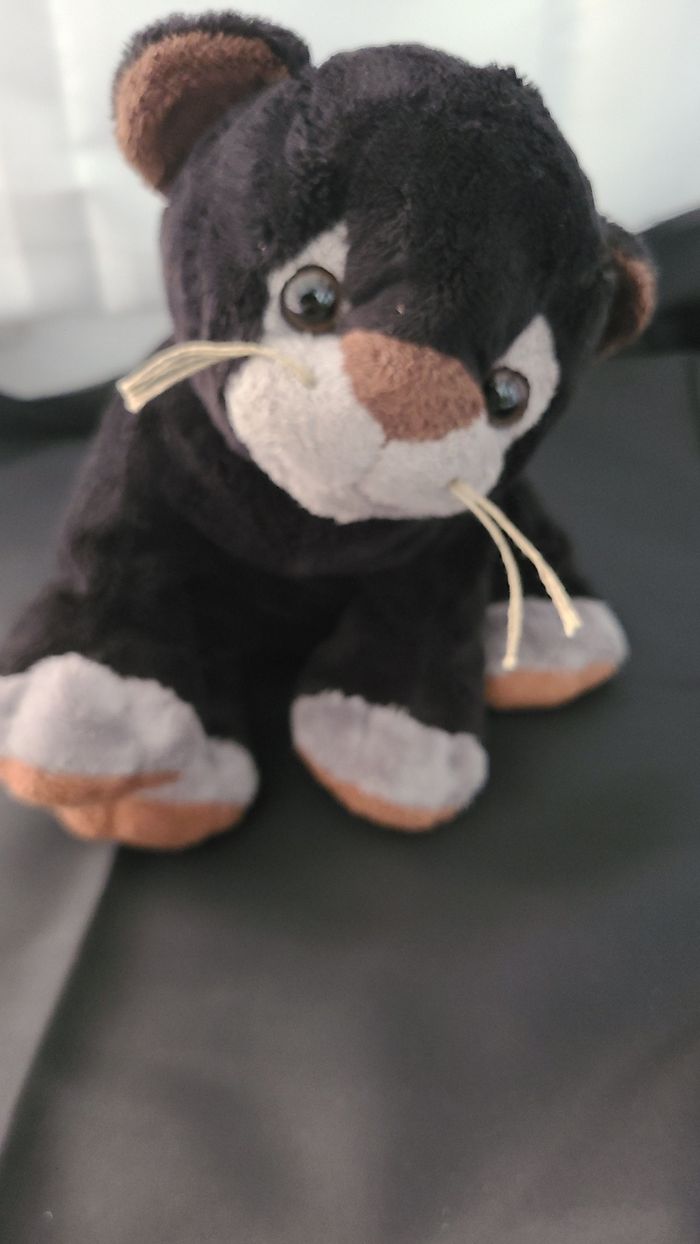 doudou chat noir blanc marron - photo numéro 3