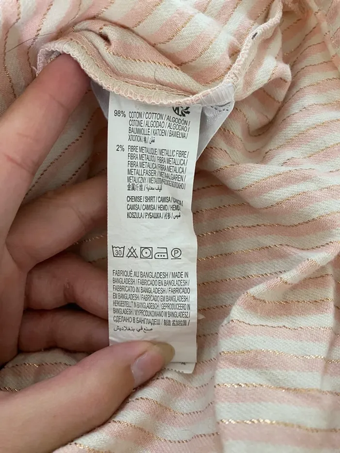Chemise de pyjama rose à rayure Kiabi taille S - photo numéro 5
