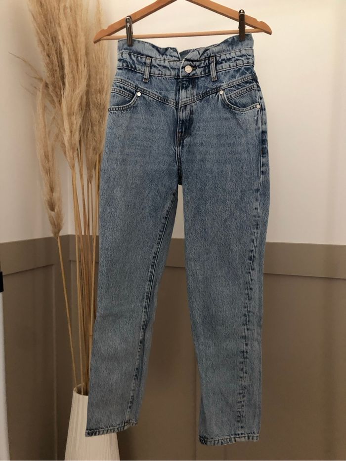 Jeans clair taille haute coupe droite Mango 34