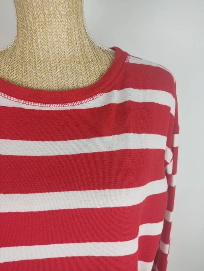Pull manches longues marinière rouge et blanc taille L Esprit - photo numéro 4