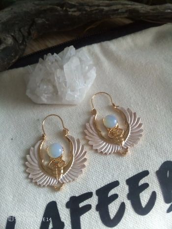 Boucles d'oreilles bohèmes égyptiennes pierres opaline