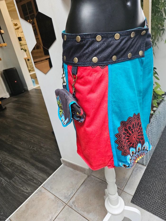 Jupe porte feuille réversible multicolore taille unique - photo numéro 3