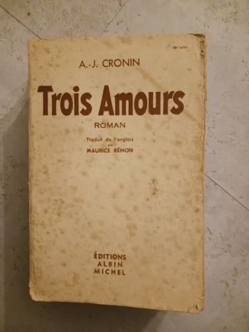 livre ancien Trois Amours AJ Cronin