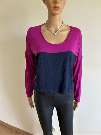 Haut court rose et bleu marine Esprit taille française L excellent état