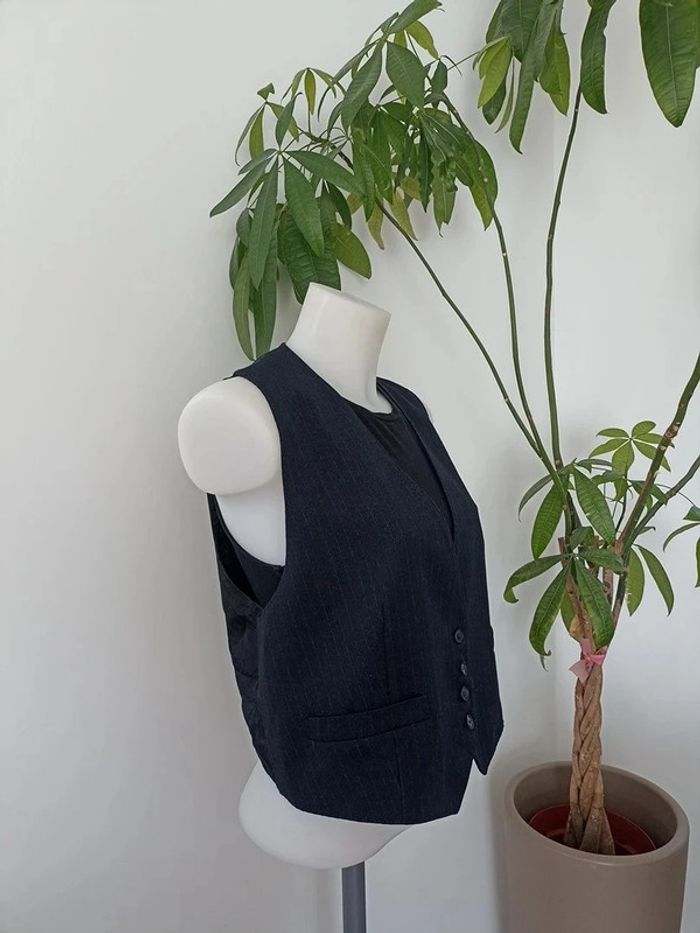 Gilet de costume femme Zara noir à rayures taille Xl - photo numéro 4