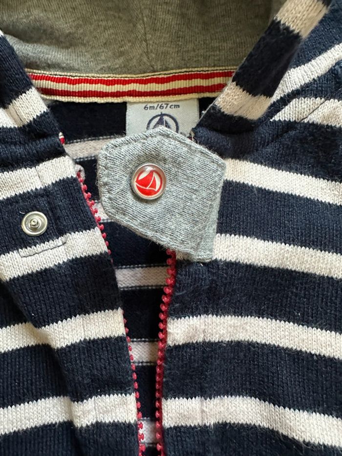 Gilet capuche marin Petit Bateau 6 mois - photo numéro 3
