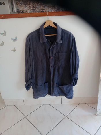 Veste légère homme 50 aspect lin bleu anthracite c83