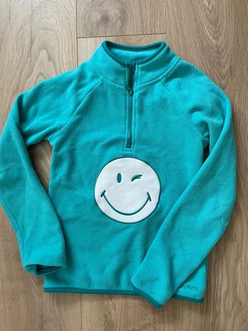 Polaire fille bleu turquoise smiley 8 ans