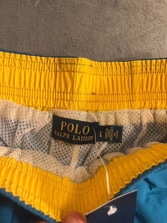 Swim Short Ralph Lauren Navy Blue Logo Embroidered Yellow – Taille L - photo numéro 4