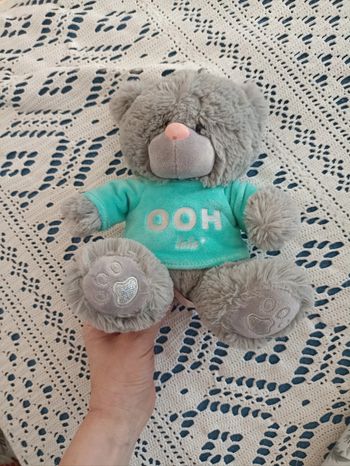 Ourson en peluche gris avec t-shirt