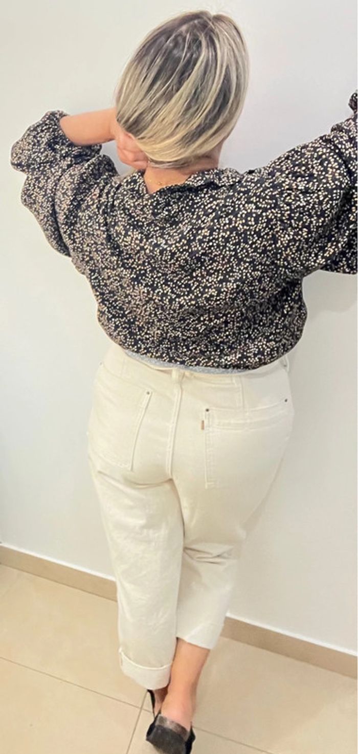 🌿Chemise noire imprimé pois beiges Vila Taille 38 - photo numéro 8