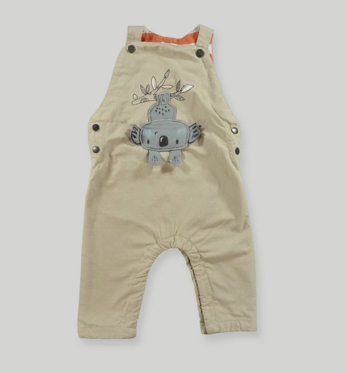 Salopette longue toile beige gris orange koala Du Pareil Au Même 9 mois 71 cm garçon - photo numéro 2