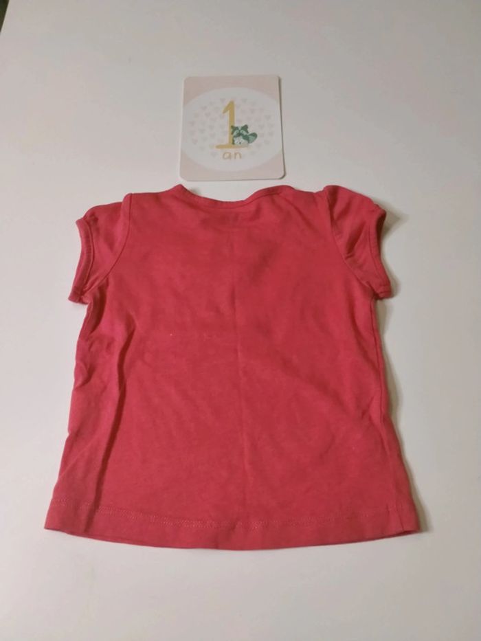 ensemble 12 mois – T-shirt rose & legging blanc - photo numéro 5