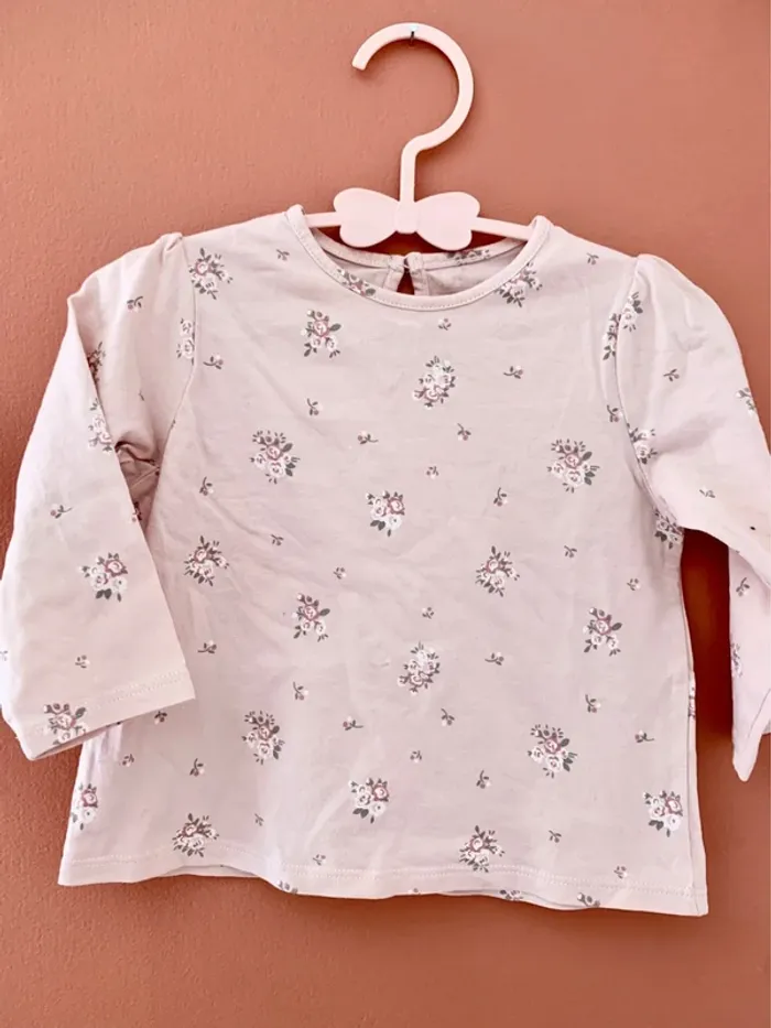 🌸 Lot 2 t-shirts manches longues bébé fille - TEX Baby - 9 mois - photo numéro 4