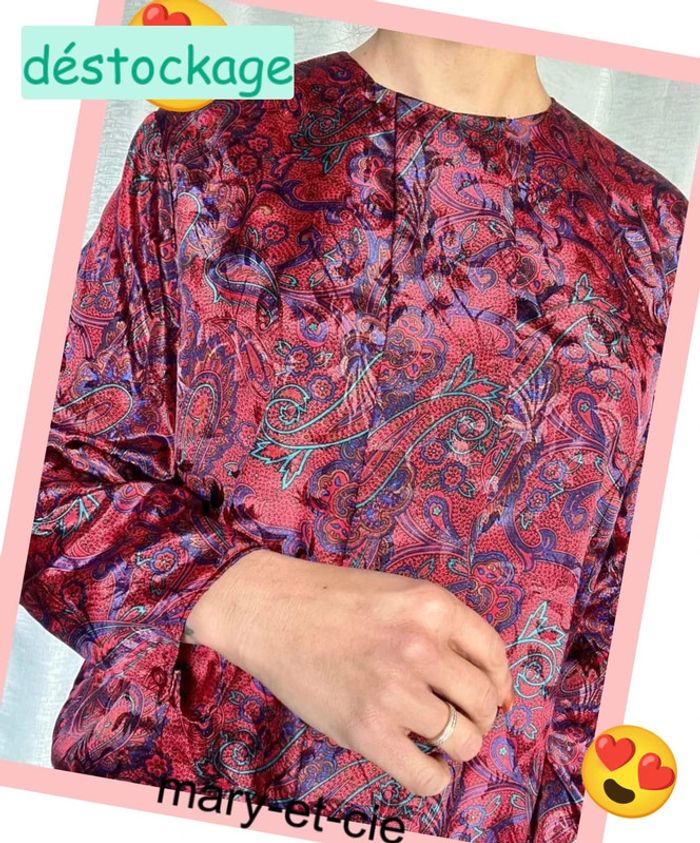 SOLDÉ - Blouse manches longues effet satiné taille M - photo numéro 5