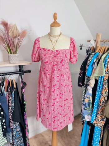 Glamorous jolie petite robe d'été légère imprimé cerises Taille 34