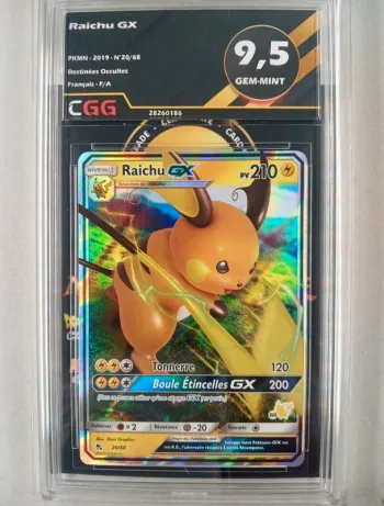 Carte Pokémon gradée Raichu GX 20/68