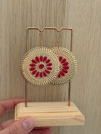Boucles d'oreilles doré et rouge