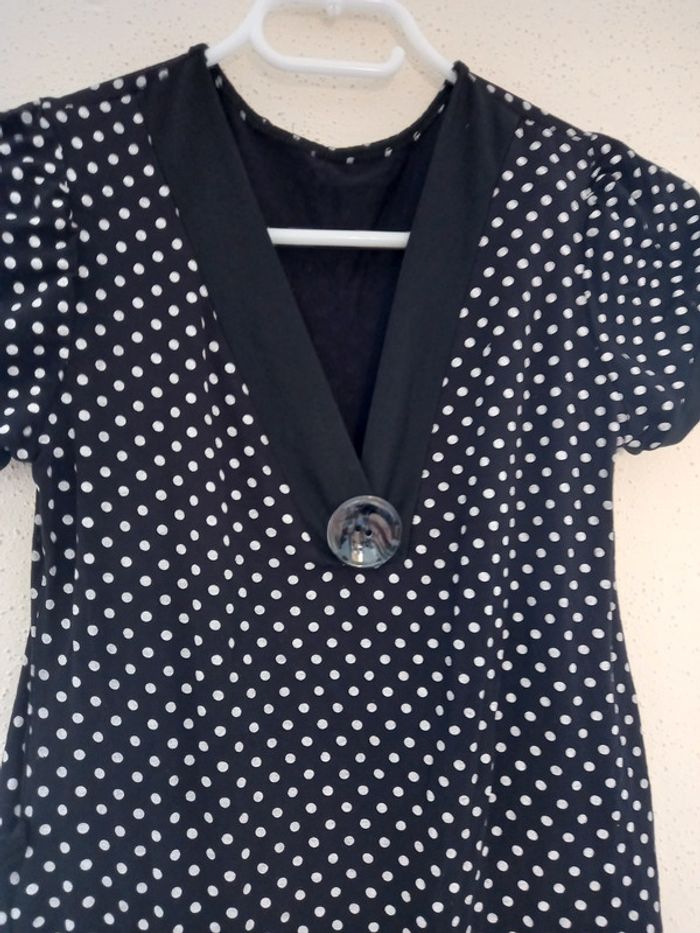 Robe d été à pois noirs et blancs Taille : unique - photo numéro 3