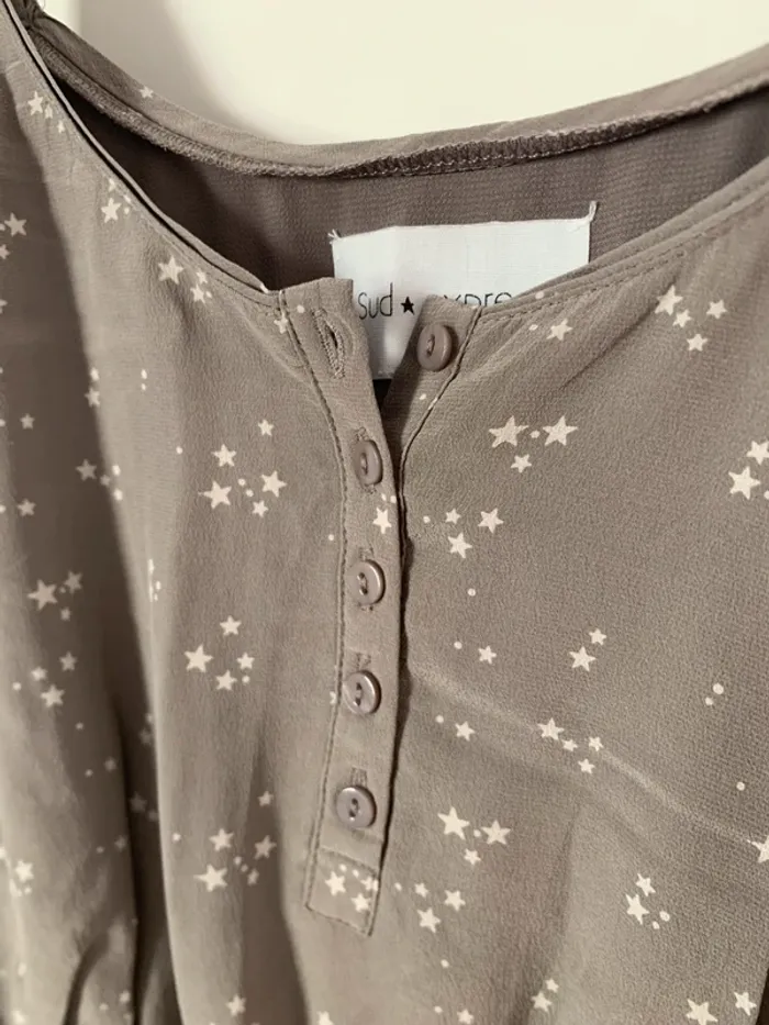 Robe à bretelle en soie grise avec des étoiles blanche taille M Sud Express - photo numéro 8