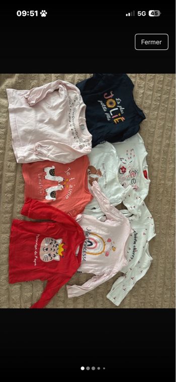 🌸 Lot de 7 hauts manches longues bébé – 6 mois – bonne état 🌸