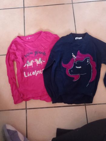 Lot deux manches longues licorne