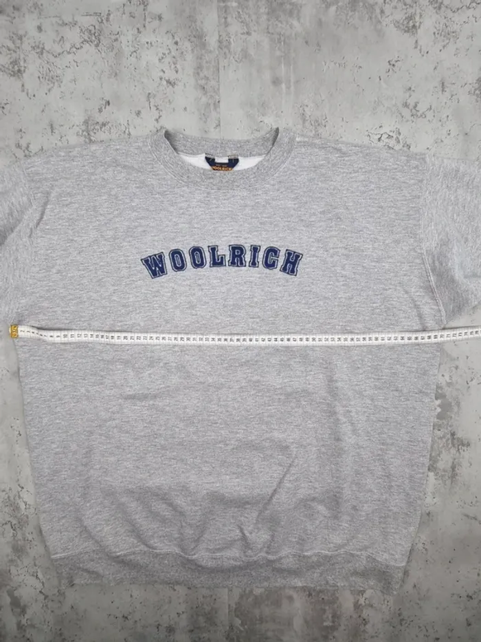Sweat gris logo brodé Woolrich – Taille XXL Hommes (mesures en photos) - photo numéro 7