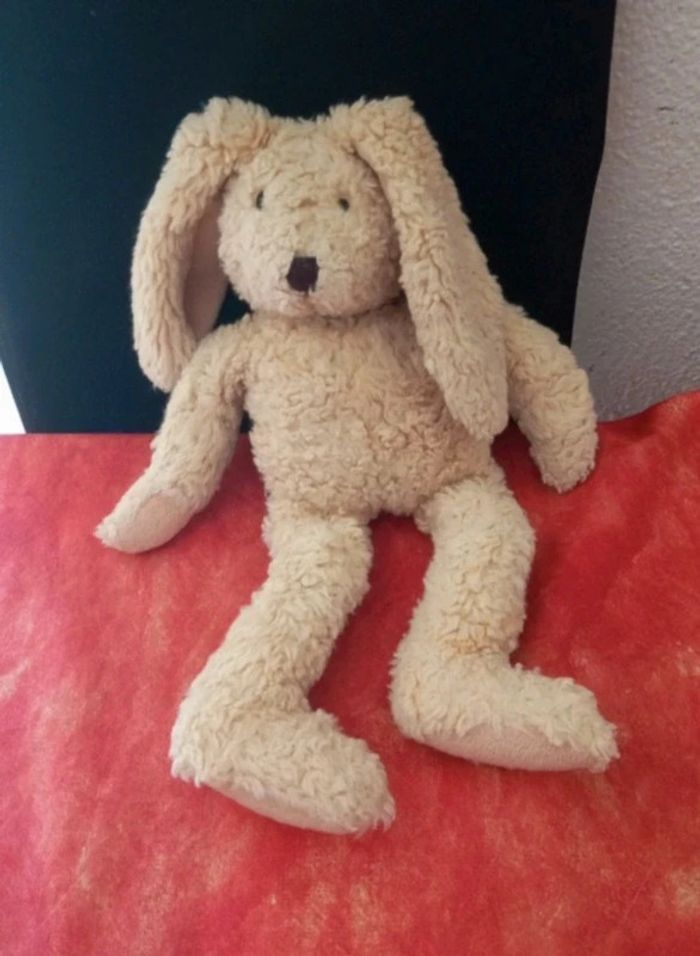 Peluche vintage lapin beige , jouet Maxime, Raynaud