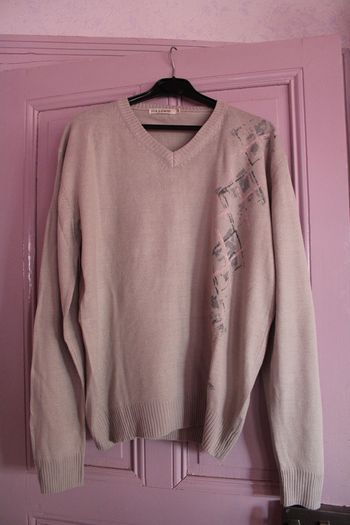 pull homme gris losanges taille S