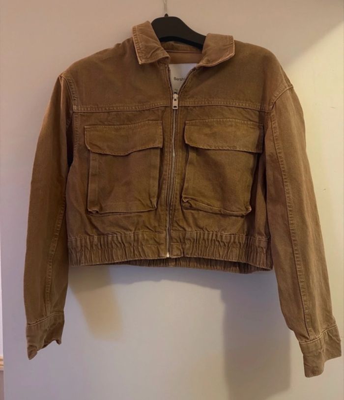 Veste en jean marron BERSHKA