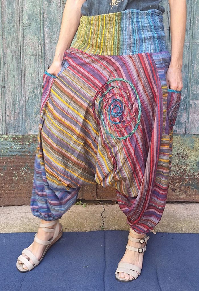 Pantalon sarouel coton coloré taille unique India - photo numéro 4