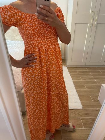Robe longue fleuri orange taille 36