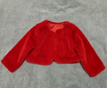 Gilet fille rouge en fourrure 12 mois