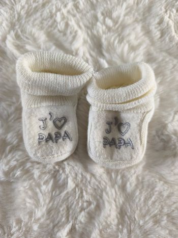 Chaussons écru j'aime papa sans marque taille naissance