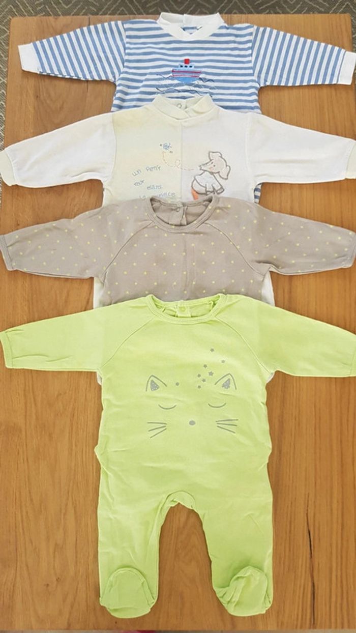Lot 4 pyjamas grenouillères bébé 3 mois - photo numéro 2