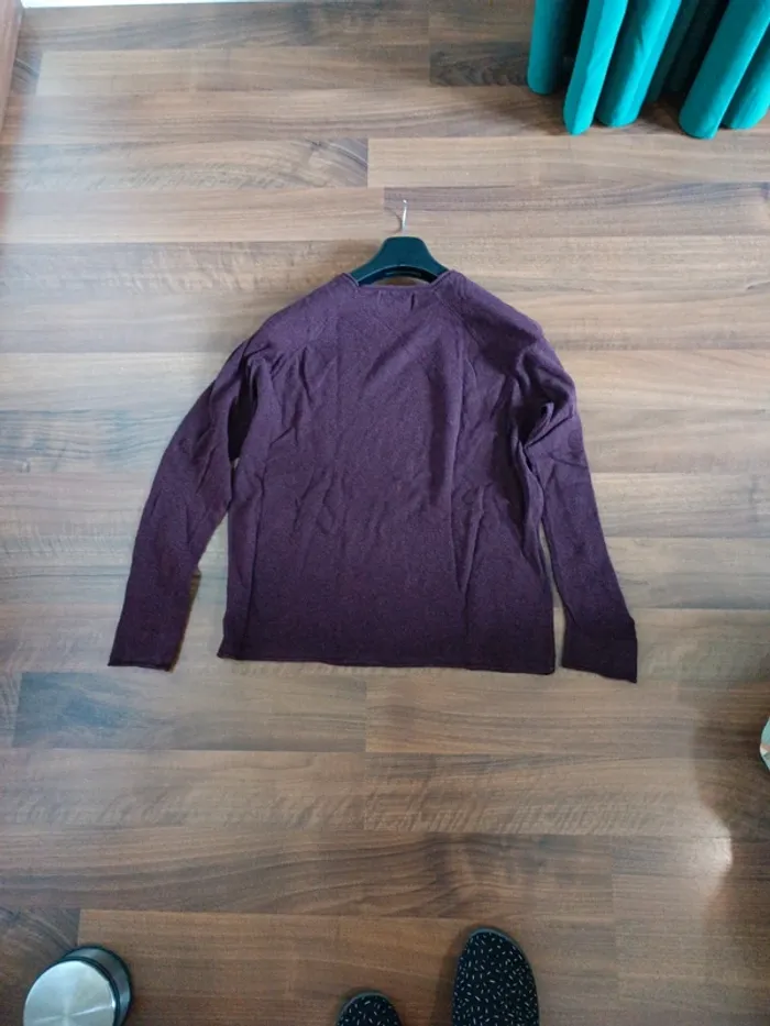 Tee-shirt manches longues homme Bershka bordeaux - photo numéro 3