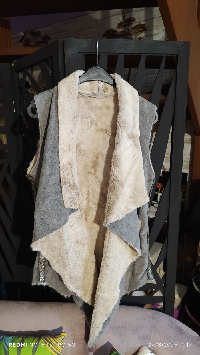 Gilet gris suédée gris femme - photo numéro 2
