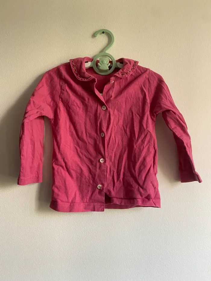 TEE shirt manches longues rose joli col 24 mois