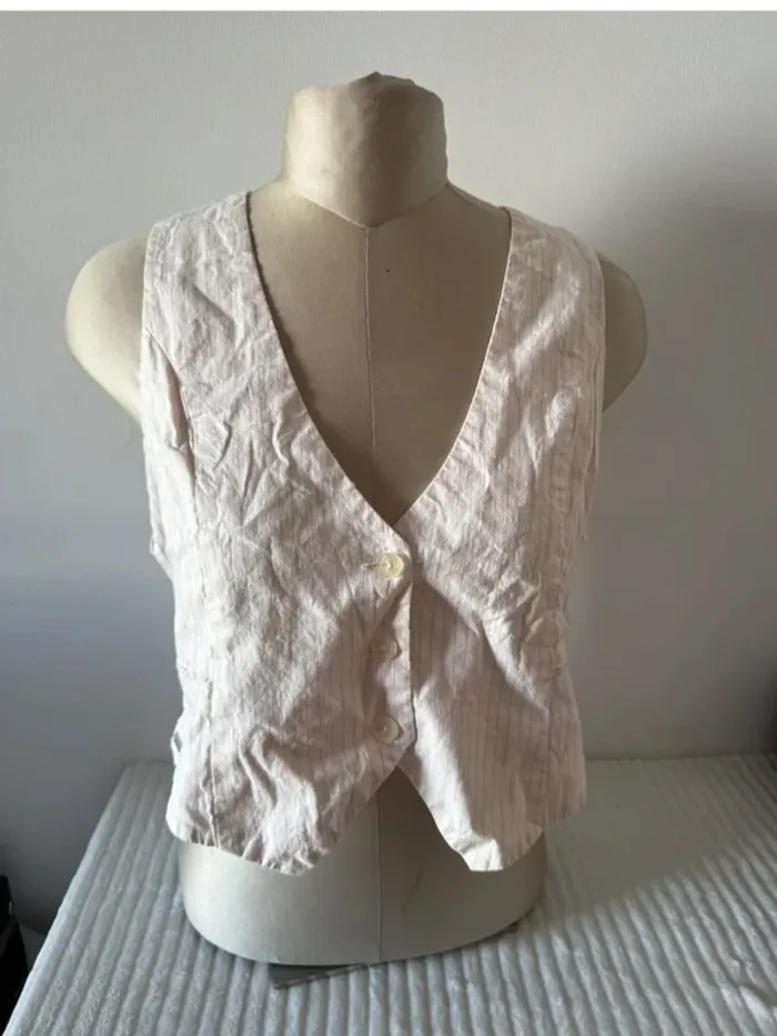 Gilet sans manches rayé LPB (Les P'tites Bombes) - Taille L - Lin & Coton