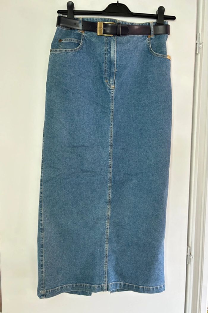 Jupe en jeans longue coupe crayon 90s Zaffiri 40 - photo numéro 2