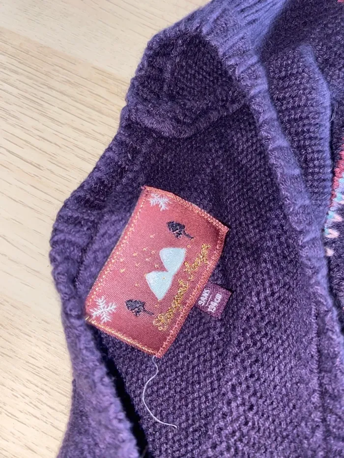 Pull laine sergent major fille 9 ans violet rose épais hiver - photo numéro 5