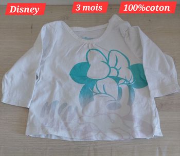 Haut Minnie blanc et bleu 3 mois 