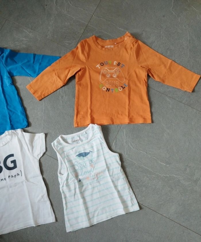Lot de 4 tee-shirts ( 2 orchestra taille 23 mois , 1 kimbaloo taille 24 mois et 1 influx taille 24 mois)
Attention sur le orange petite tache dans le dos voir photo - photo numéro 2